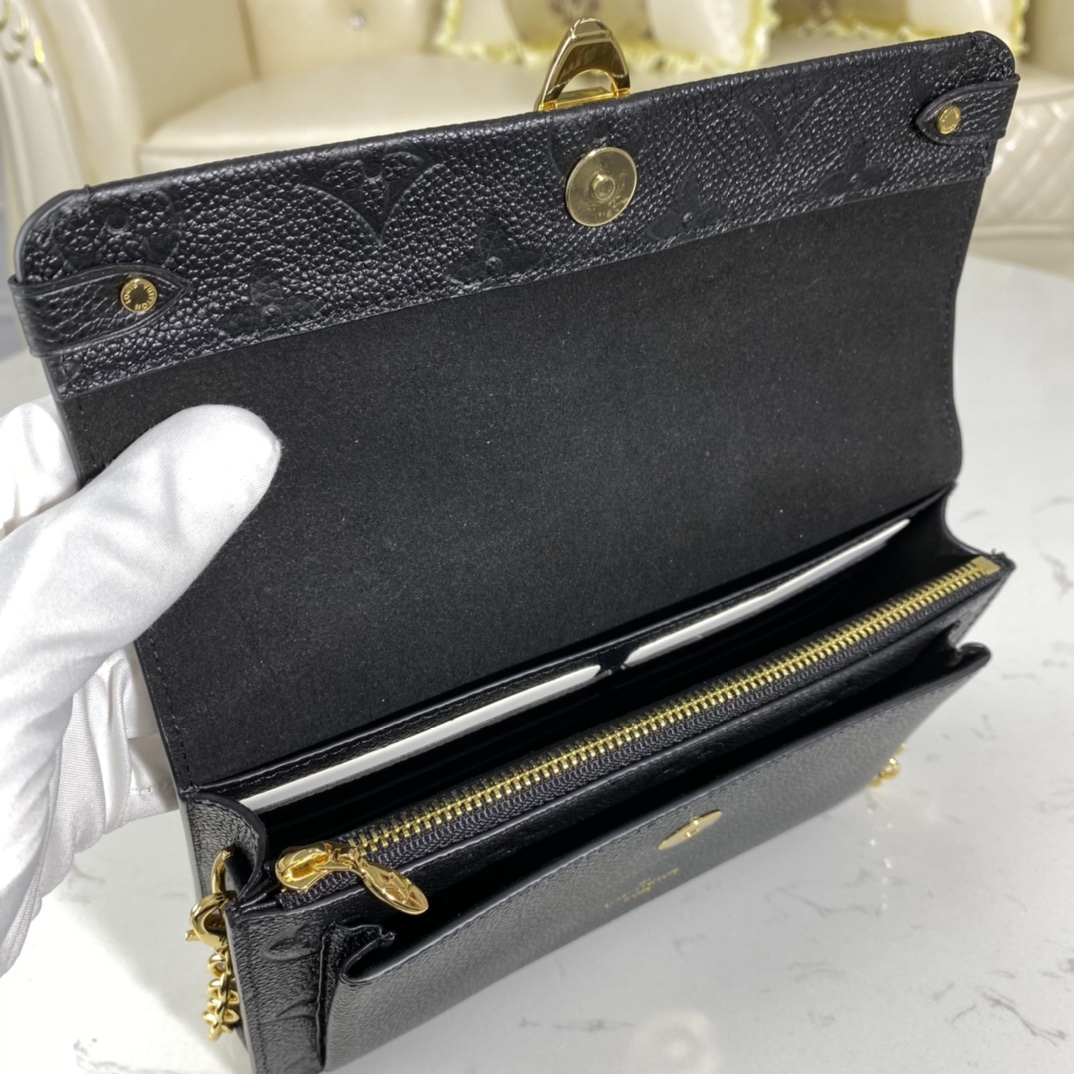 Louis Vuitton VAVIN CHAIN WALLET Handbag Monogram Empreinte M67839 Black